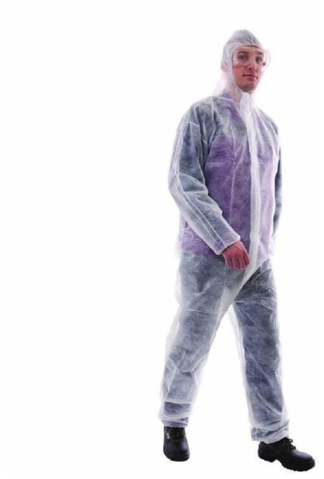 фото Одноразовый комбинезон ООО Комус Каспер, белый, 30 г/м2, р-р. XXL 1347599