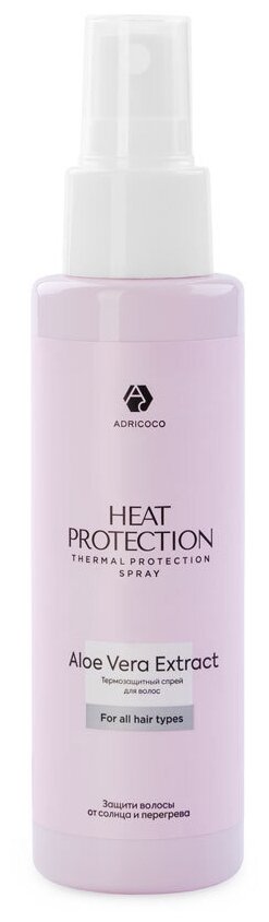 Термозащитный спрей Heat Protection ADRICOCO с алоэ вера, 100 мл