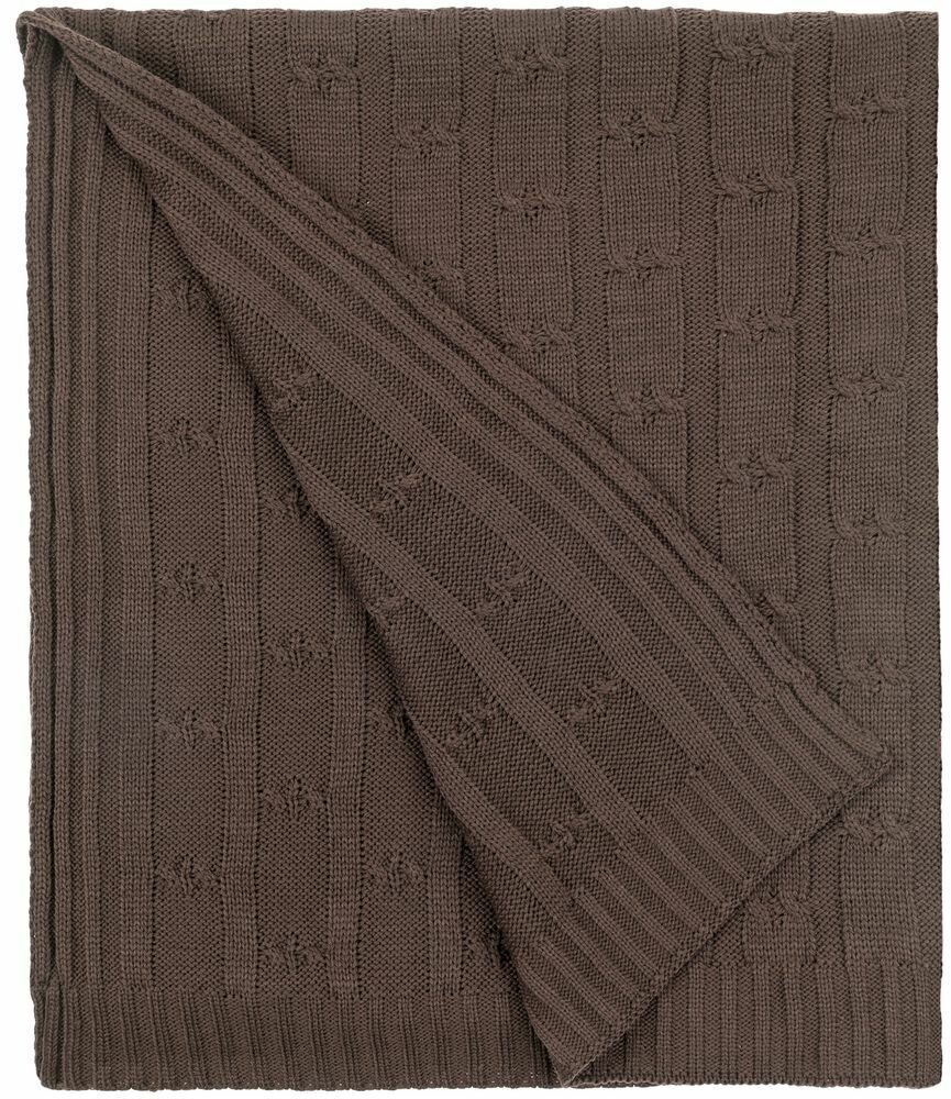 фото Плед подарочный теплый вязаный Trenza коричневый (какао)