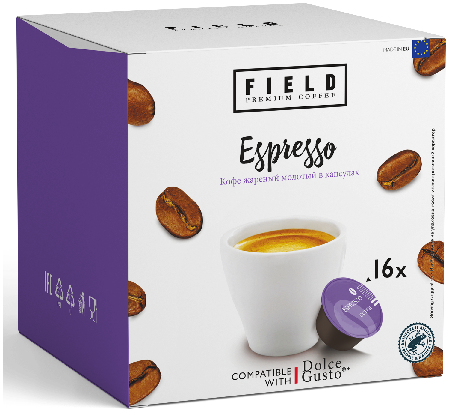 Кофе в капсулах Dolce Gusto Espresso 48 шт для кофемашины "FIELD" Набор 3 уп. по 16 шт Эспрессо - фотография № 1