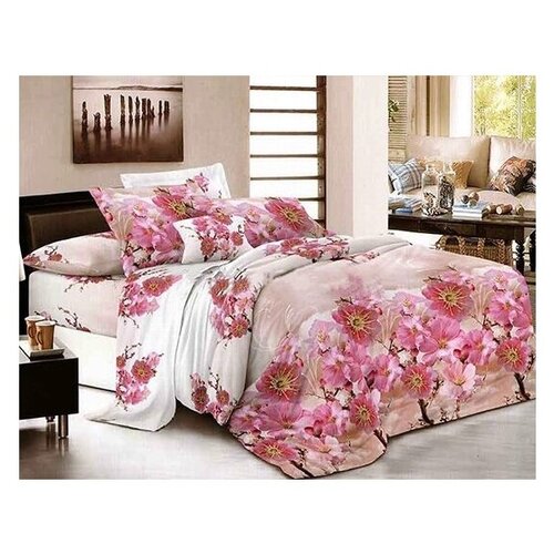 фото Комплект постельного белья selena 2 сп. (полисатин) (2 нав.-70х70 см), цветение сакуры