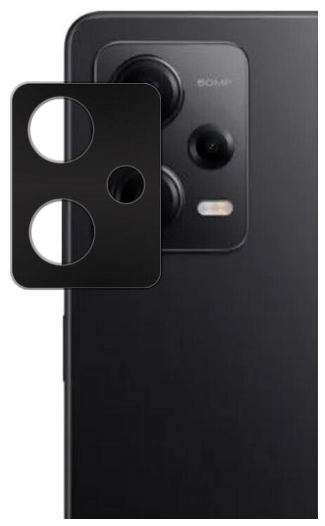 Защитное стекло на камеру Xiaomi Redmi Note 12 Pro прозрачное с черной рамкой / Стекло на камеру телефона Редми Ноут 12