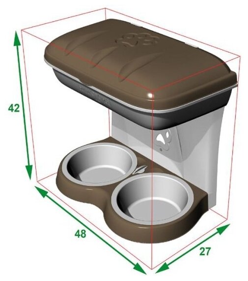 Миска настенная двойная для собак Bama Pet бежевая 1600 мл (1 шт) - фотография № 14
