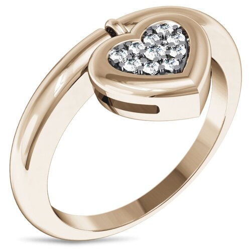 фото Эстет кольцо сердце с бриллиантами из красного золота 01к617586, размер 17.5