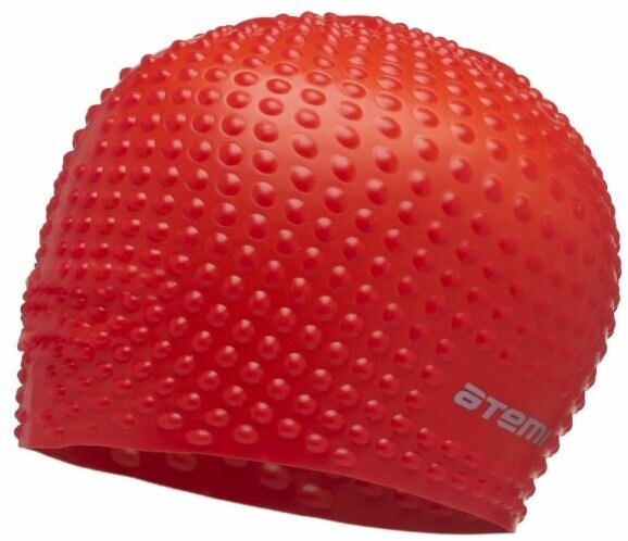 фото Шапочка для плавания Atemi, силикон (бабл), красная, BS40