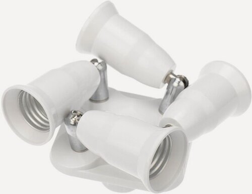 Изображение товара Разветвитель цокольный Rexant Е27-4хЕ27 с регулировкой патронов белый