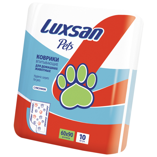 фото Пеленки для собак впитывающие luxsan pets с рисунком 60х90 см 10 шт.