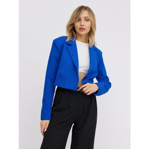 Пиджак BrandStoff, укороченный, оверсайз, размер 42, синий