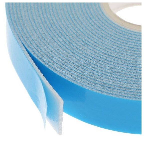 Клейкая лента TORSO, двусторонняя, вспененная, синий защитный слой, 15 мм x 5 м