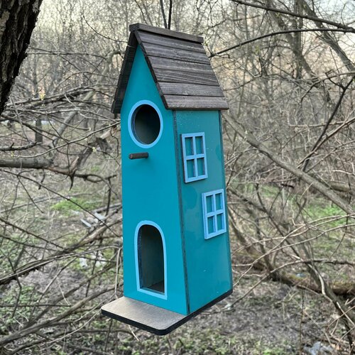 Деревянный скворечник для птиц PinePeak / Кормушка для птиц подвесная для дачи и сада, 400х160х120мм