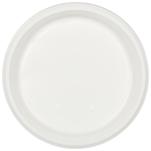 Тарелка одноразовая пластиковая Комус Стандарт 220 мм белая (100 штук в упаковке) 1092159
