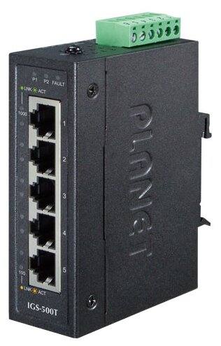 IGS-500T IP30 Compact size 5-Port 10/100/1000T Gigabit Ethernet Switch (-40~75 degrees C)