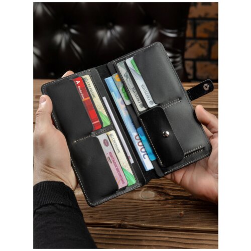 Портмоне Hivers, фактура гладкая, черный