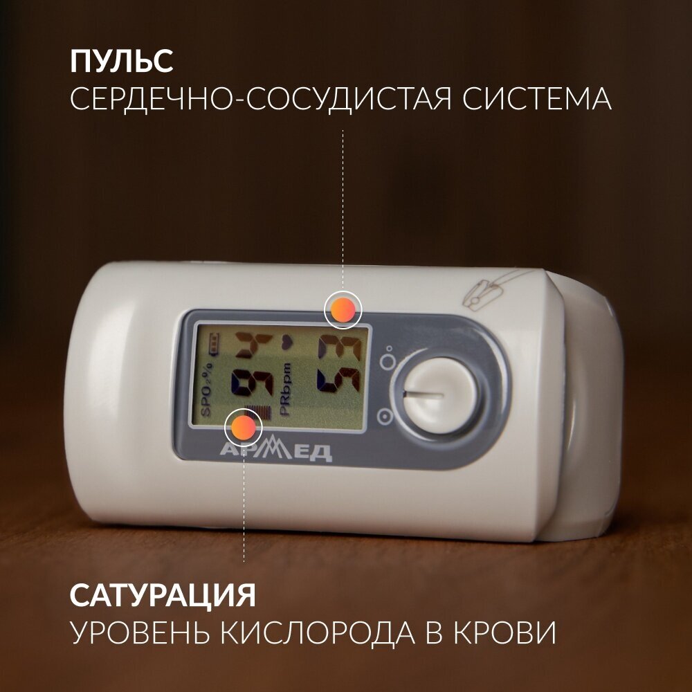 Пульсоксиметр медицинский Армед YX200 на палец (рег. удостоверение) цифровой, портативный прибор для измерения сатурации кислорода в крови и пульса