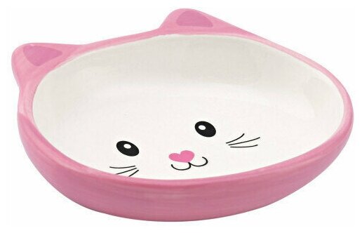 КерамикАрт миска керамическая для кошек 160 мл Мордочка кошки розовая - фотография № 5