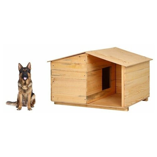 Greengo Будка для собаки, 105 × 75 × 64 см, деревянная, с крышей