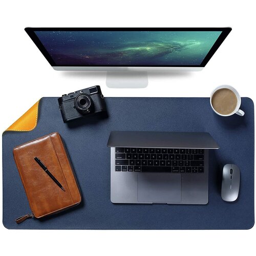 Большой коврик игровой для мышки, для ноутбука, компьютера, рабочего стола синий желтый