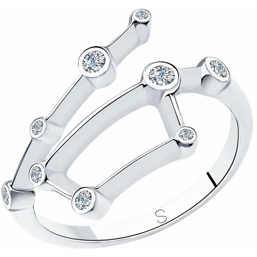 Кольцо кольцо из серебра 94013061, серебро, 925 проба, родирование, фианит, размер 16, бесцветный
