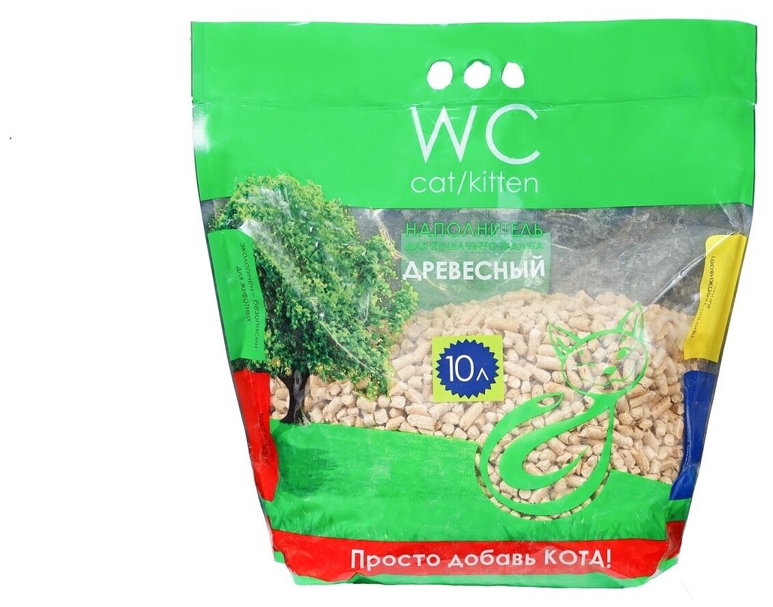 Наполнитель "WC Cat/Kitten" для кошачьего туалета, древесный, 10л