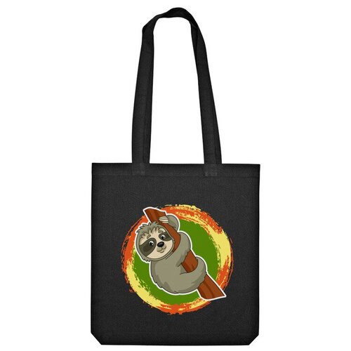 Сумка шоппер Us Basic, черный сумка ленивец на дереве мультяшный зеленое яблоко
