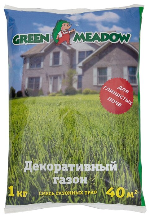 Семена газона "Декоративный газон для глинистых почв", 1 кг, GREEN MEADOW