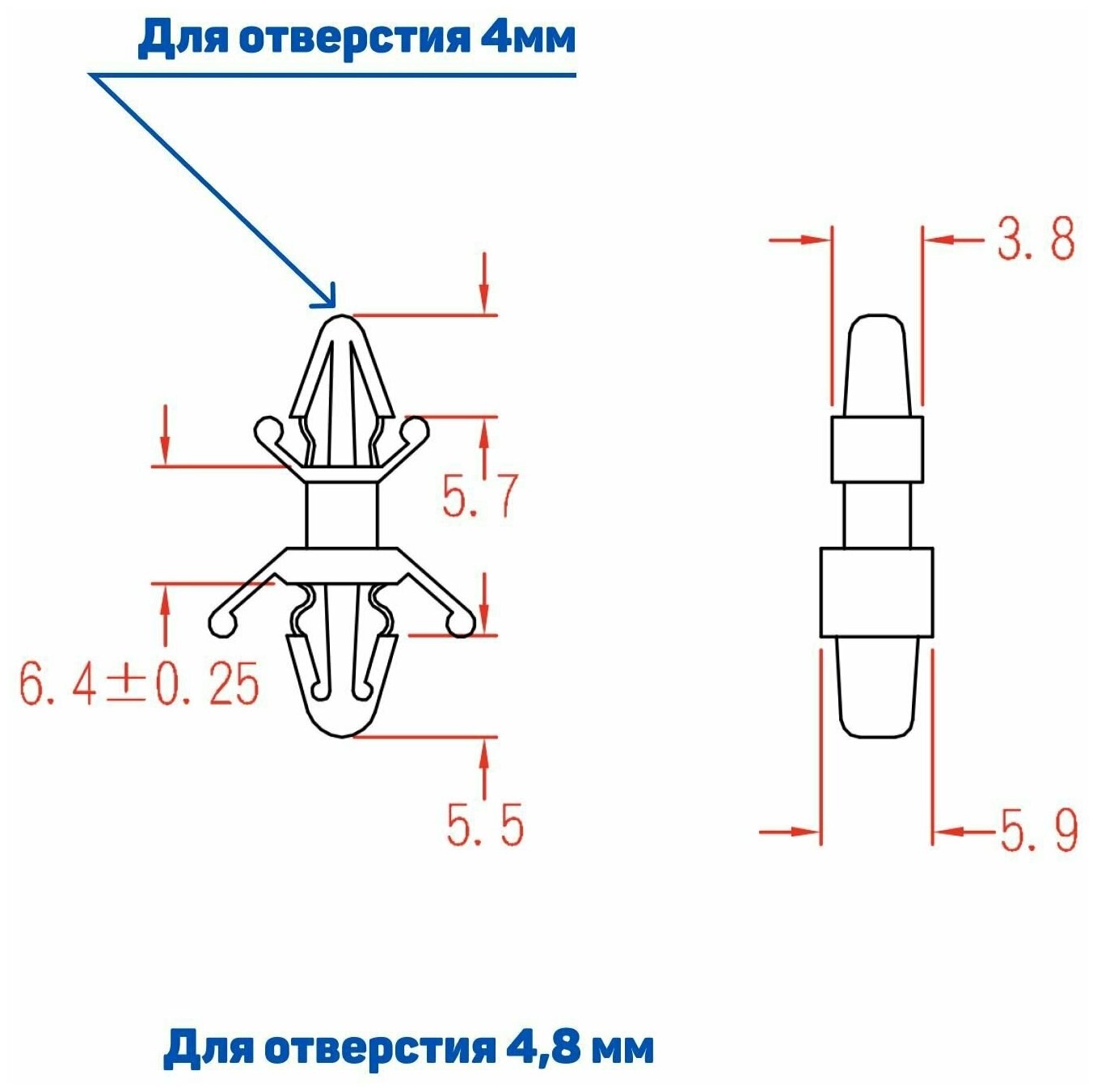 Держатель платы пластиковый 6.4мм, Kai Suh Suh (100шт.)