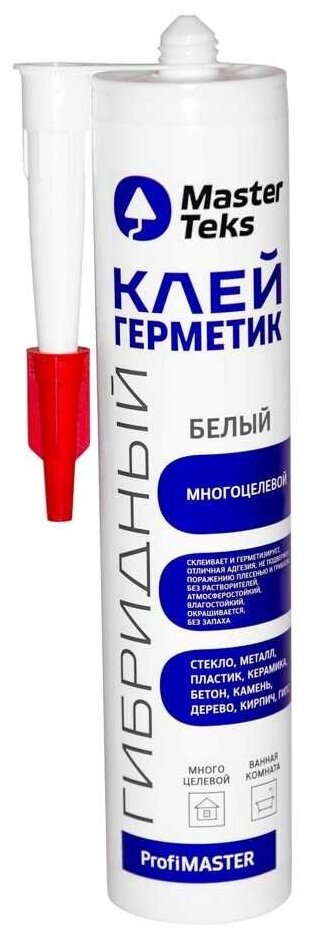 Клей-герметик многоцелевой Mastertex Hibrid 290 мл, белый