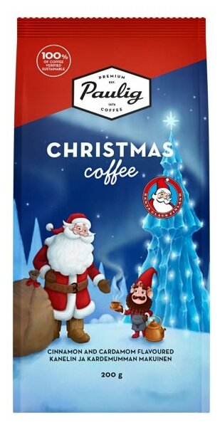 Кофе молотый Paulig Christmas coffee, 200 г. Черный кофе с добавлением корицы и кардамона