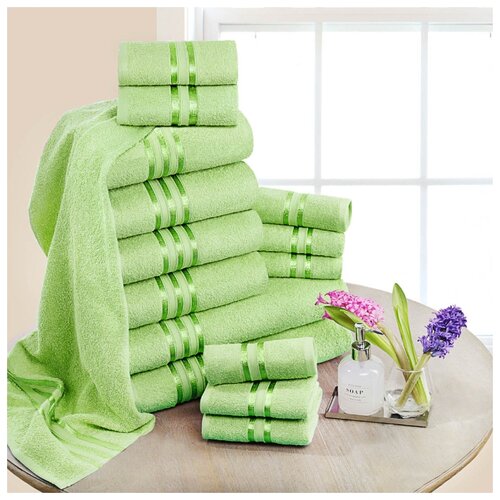фото Доми набор из 12 полотенец harmonika цвет: салатовый 33х50 см - 6 шт, 50х80 см - 4 шт, 70х130 см - 2 шт dome