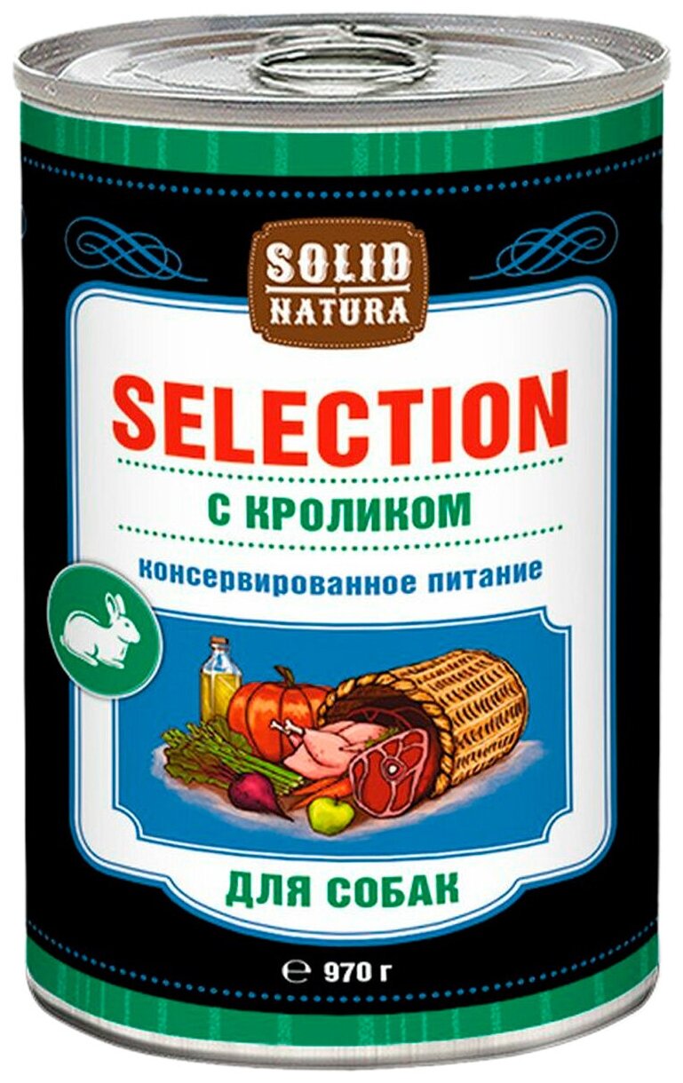 SOLID NATURA Selection Консервированный корм для собак Кролик 970г