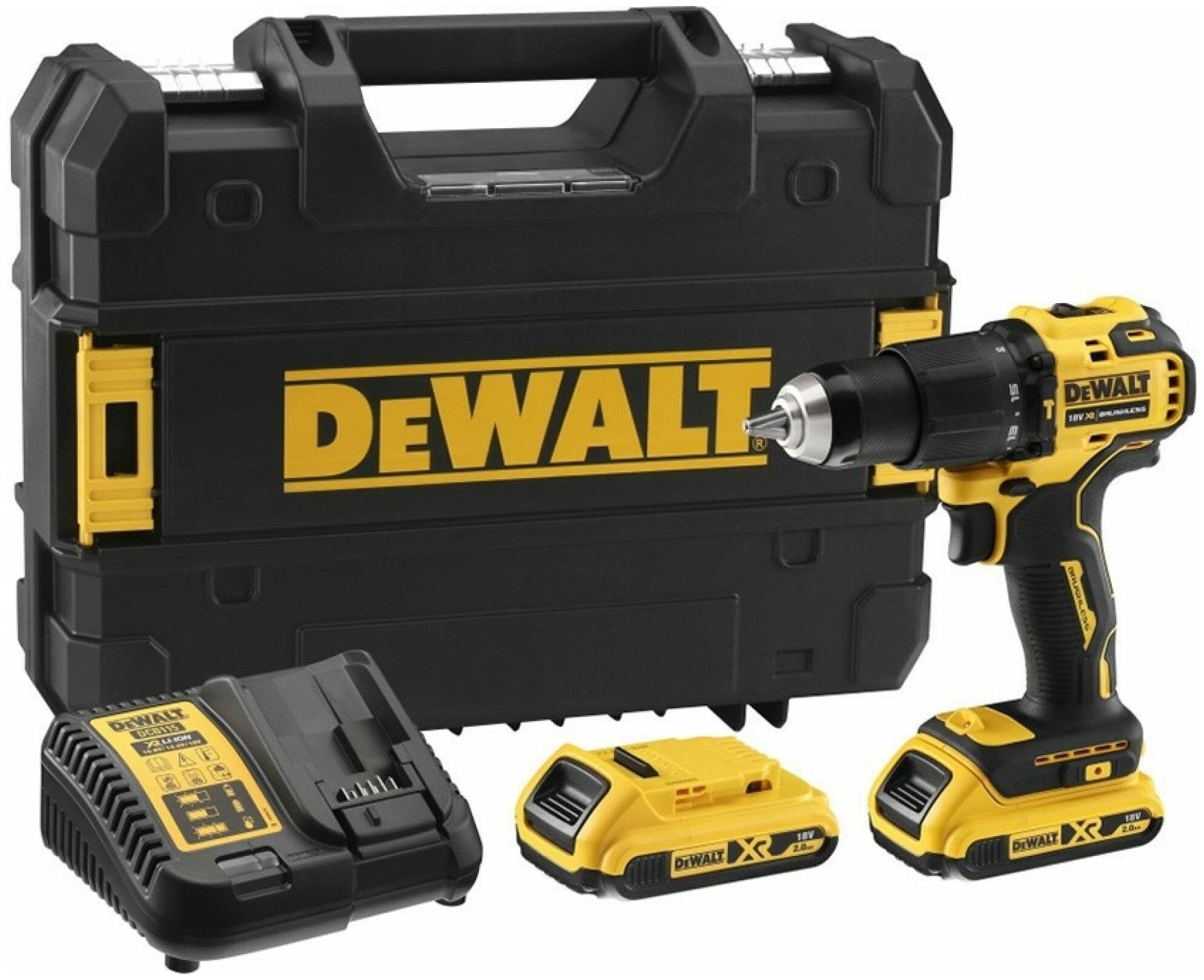Аккумуляторная ударная дрель-шуруповерт DEWALT, 18 В, 1650 об/мин, 28050 уд/мин, c 2 АКБ 5 Ач и ЗУ, в кейсе TSTAK, DCD709P2T