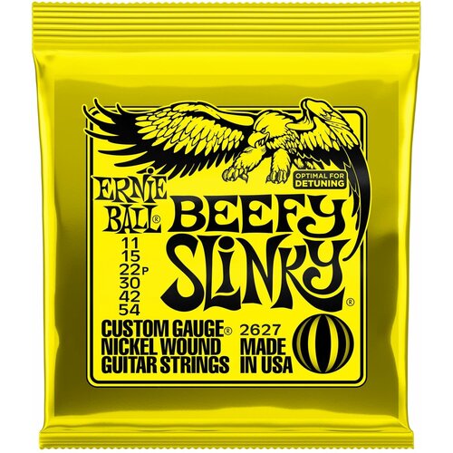 P02627 Beefy Slinky Комплект струн для электрогитары, никель, 11-54, Ernie Ball