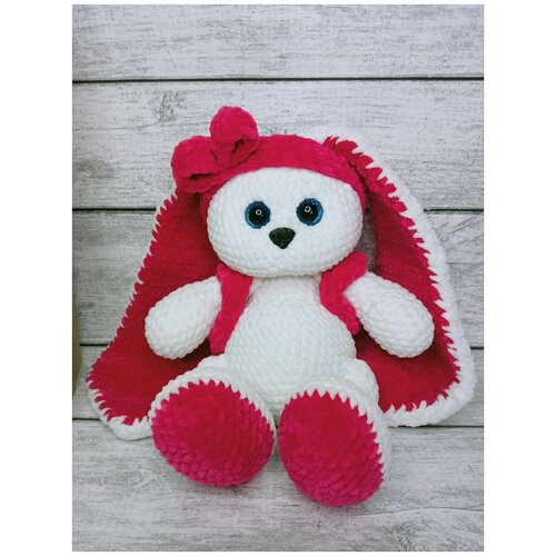 Мягкая игрушка вязаный плюшевый зайка 30 см/Символ года 2023 белый