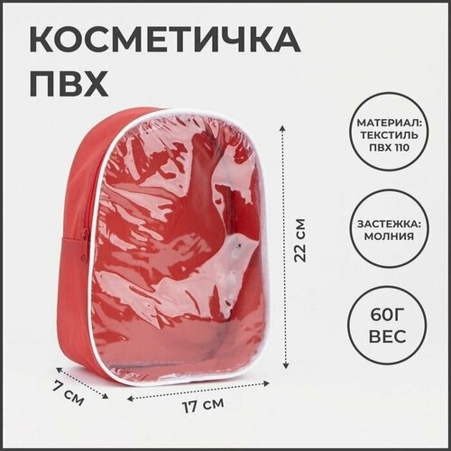 Косметичка красный, бесцветный