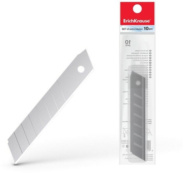 ErichKrause Лезвия для канцелярского ножа ErichKrause, 18 мм, 10 штук, в пластиковом контейнере