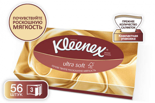 Салфетки Kleenex UltraSoft, 56 штук - фото №3