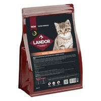 LANDOR полнорационный сухой корм для котят с индейкой и лососем, 2кг