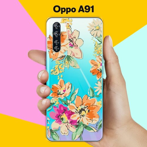 Силиконовый чехол на OPPO A91 Оранжевые цветы / для Оппо А91 дизайнерский силиконовый чехол для оппо а91 oppo a91 органические цветы