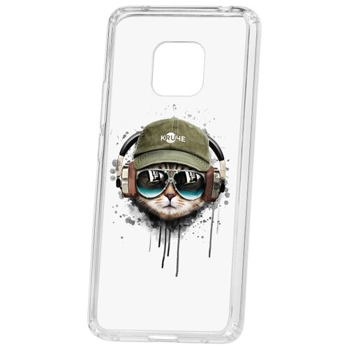 фото Чехол на huawei mate 20 pro kruche print кот в наушниках