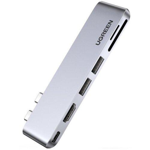 Разветвитель USB UGREEN для MacBook , 3 x USB 3.0, HDMI, SD/TF(80856) usb концентратор для macbook хаб ugreen 3 x usb 3 0 sd tf thunder bolt 3 60560