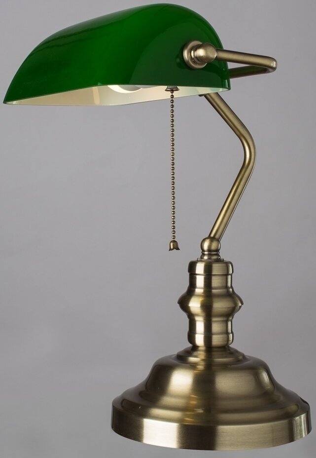 Настольная лампа для чтения Arte Lamp BANKER, зелёное стекло, E27, 60 Вт