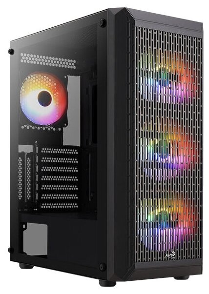 Корпус MidiTower AeroCool BEAM-G-BK-v2 (ATX без БП USB3x1 USB2x2 4x 120mm RGB fans) (4711099471744)