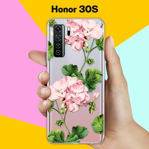 Силиконовый чехол Розовые цветы на Honor 30s