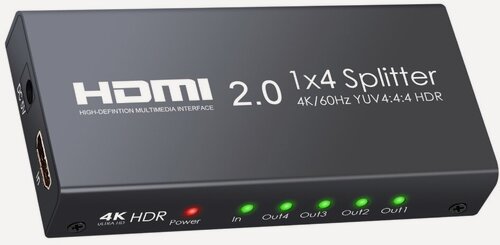 Изображение товара Сплиттер PALMEXX AYS-14V20 1HDMI*4HDMI, HDMI2.0, 4k@60Hz YUV 4:4:4 HDR