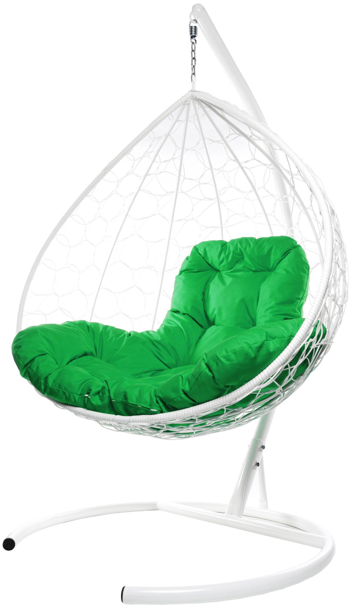 Подвесное кресло M-Group XL ротанг белое, зелёная подушка - фотография № 3