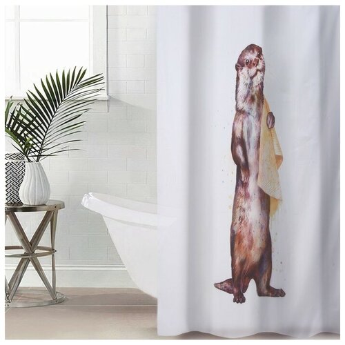 Доляна Штора для ванной комнаты Доляна «Чистюля», с люверсами, 180×180 см, полиэстер