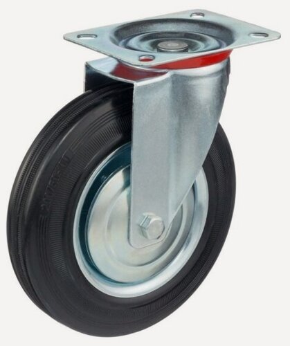 Изображение товара Колесо поворотное Стелла-техник 4001-200 диаметр 200мм, грузоподъемность 185кг, резина, металл