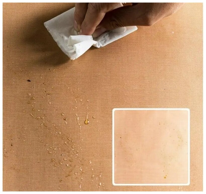 Многоразовый антипригарный тефлоновый коврик 0,2 мм. для барбекю, гриля, выпечки 40х33 см. Цвет: медь - фотография № 7