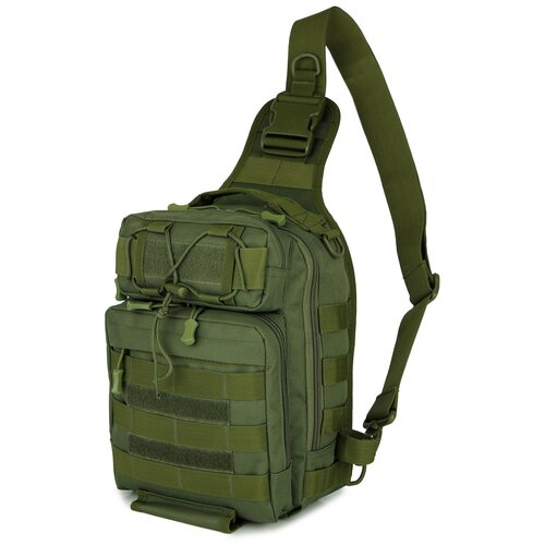 фото Рюкзак трансформер через плечо, сумка тактическая однолямочная 7 л, цвет: оливковый greyrook