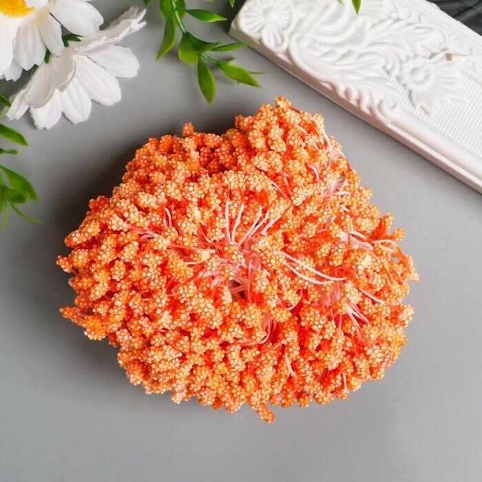 Тычинки для цветов 'Капельки пузырьковые оранж' 4х7 мм набор 700 шт длина 6,5 см